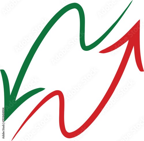 Checkmark and Arrow Symbols in Green and Red Colors with Simple Line Art Style on White Background for Infographics