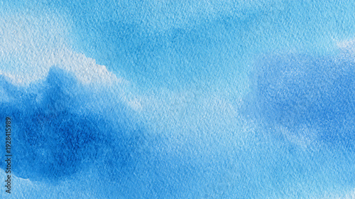 Abstract Blue Watercolor Sky with Soft Clouds graphic