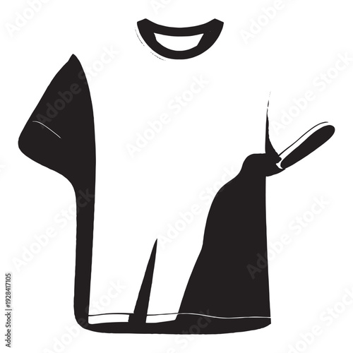 Modern t-shirt design with stylish black graphic on white background  Elegant woman dancing with arms raised in dynamic pose