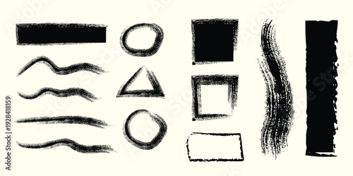 Geometric shapes and abstract forms in black and white