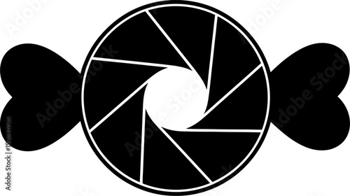 Camera shutter icon with bow tie design element