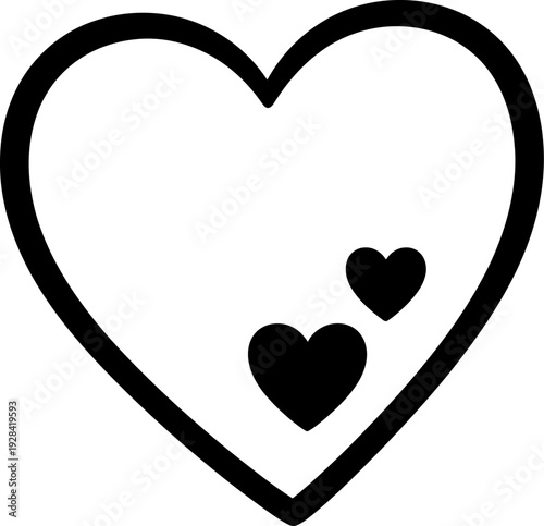 A large heart with two smaller hearts inside