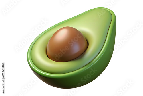 A green avocado cut in half with a brown pit