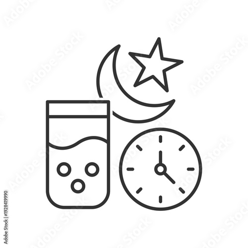 Ramadan Iftar  Water With Time Icon