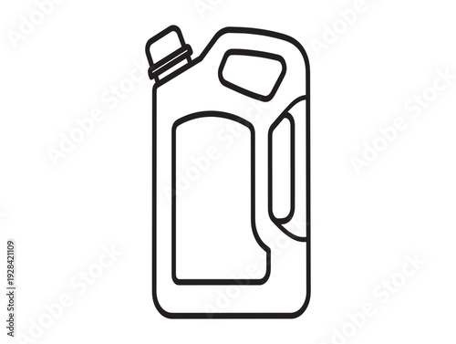 A black and white line drawing of an oil or liquid container