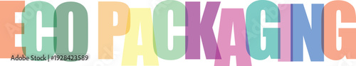 Colorful gradient letters spelling eco packaging gradient text colorful letters pastel colors