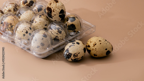 Speckled quail eggs, earthy palette, perfect for Slow Food appreciation, rustic gatherings, or a whimsical Easter brunch