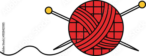 Yarn Ball and Knitting Needles Icon for Crafting, Knitting, and DIY Project Designs