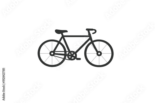 A minimalist black and white illustration of a bicycle featuring a classic frame, two spoked wheels, handlebars, and a seat, set against a solid black background for a clean look.