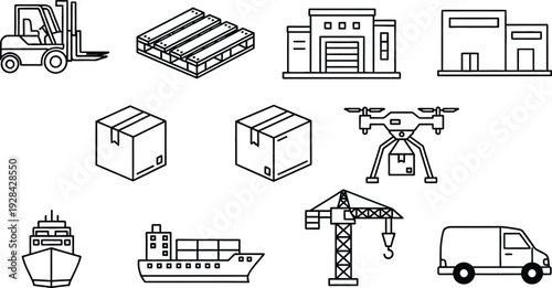 Icon bundle for logistics and supply chain management concepts