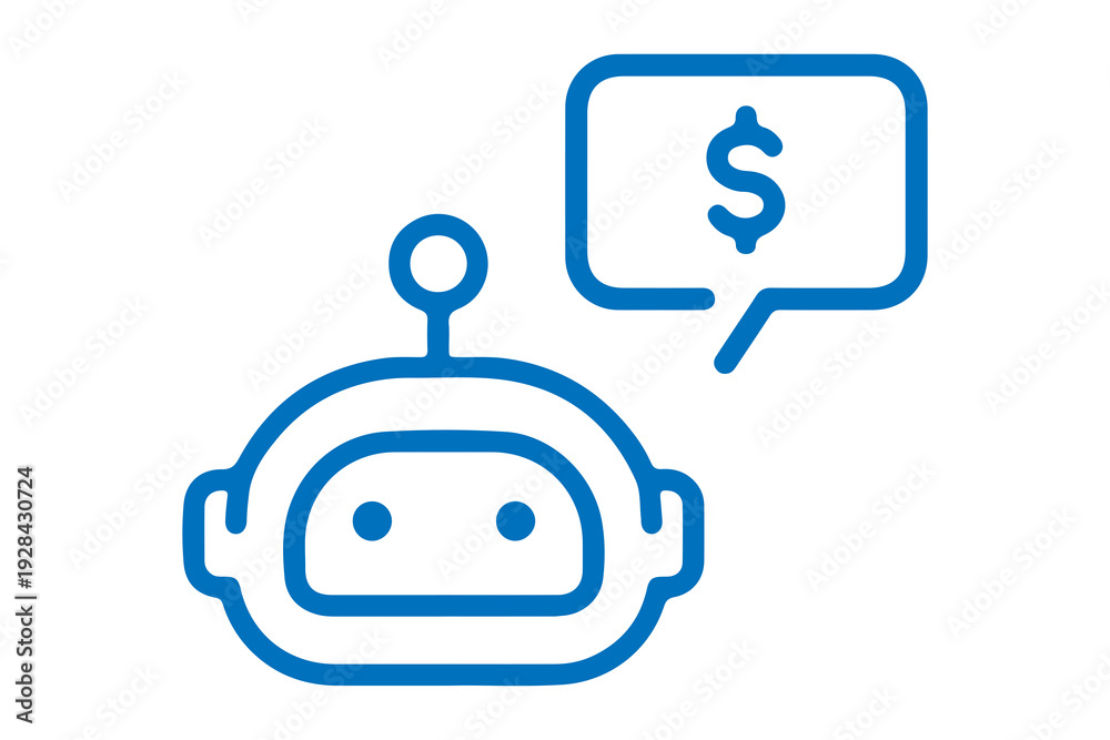 Obraz premium AI chatbot robot icon, artificial intelligence assistant logo, cute bot avatar illustration, futuristic android mascot, virtual support symbol, customer service chatbot, automation technology icon, di