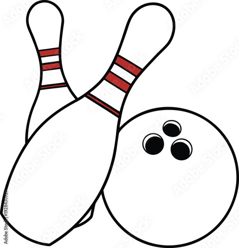 bowling pins with a bowling ball sport vector illustration on transparent background