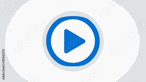 Blue Play Button Icon on White Background.