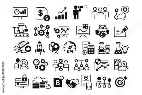 Diverse icons representing various professional fields and career paths in a modern setting