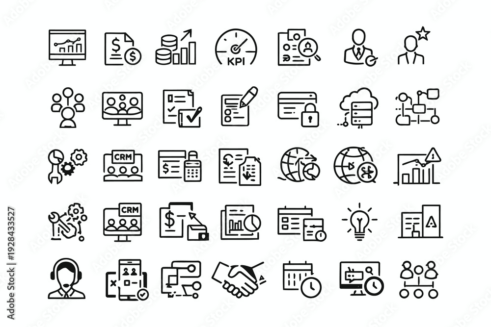 Fototapeta premium Collection of diverse icons representing various professional and business activities