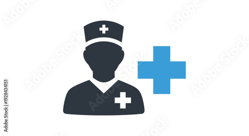 Doctor Icon with Medical Cross Symbol