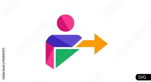 Abstract human icon with arrow, vector logo, modern design