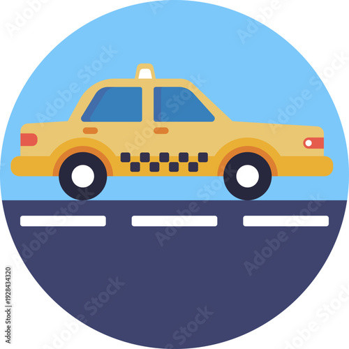 A symbol representing a taxi service in the United States, typically shown as a car used for public transportation.