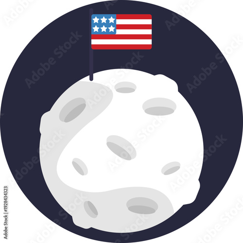 Represents the United States’ lunar achievement, symbolizing the American flag placed on the Moon during the historic Apollo mission.