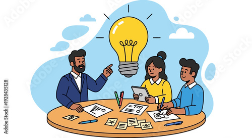 Professional office meeting vector illustration depicting corporate teamwork concept and business vector illustration in a modern office setting