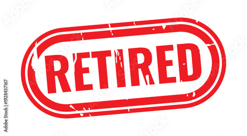 Retired Stamp: A bold red RETIRED stamp, signifying the end of one's career, rests prominently, suggesting the freedom and rest of retirement.