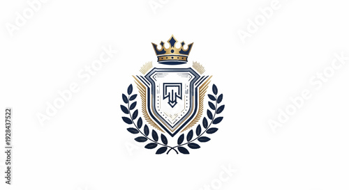 Elegant crest with crown and laurel wreath emblem design.