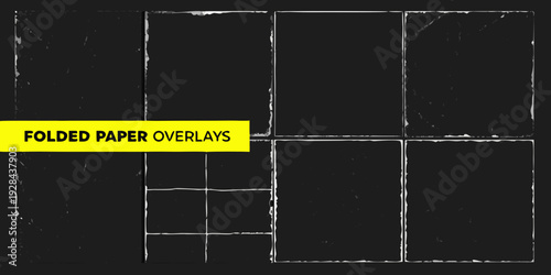 Abstract black background with grid lines and yellow paper overlay