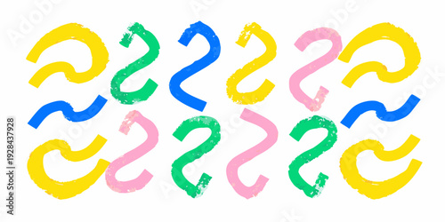 Colorful hand drawn number two illustrations arranged in a playful pattern