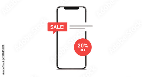 Smartphone with Sale Notification and 20% Off Discount
