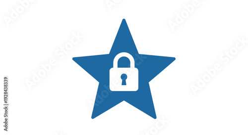 Blue Star Icon with Padlock Symbol