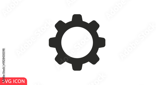 Black Gear Icon on White Background