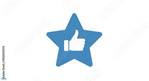 Blue Star With Thumbs Up Icon - Approval and Success Symbol