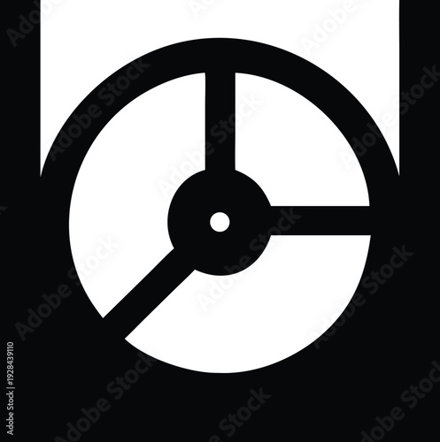 Steering wheel icon, representing control, direction or driving simulation.