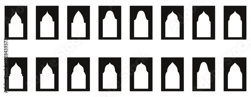 Shape Islamic door and arabic window arch. Arabic door and window vector silhouette. Collection of oriental style. Islamic vector shapes of a window or door arch. vector illustration