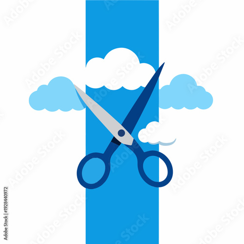 Schere schneidete Wolken