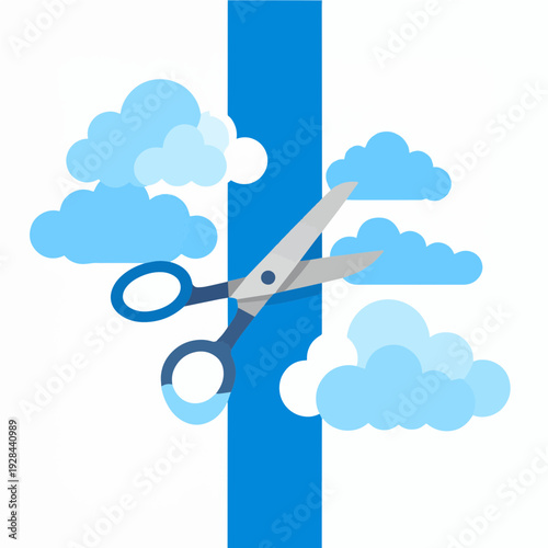 Schere schneidete Wolken