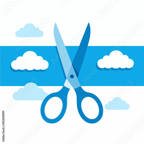 Schere schneidete Wolken