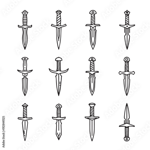 Collection of Dagger Icons and Symbols Vector Set