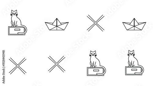Collection of icons representing different types of boats and containers Vector