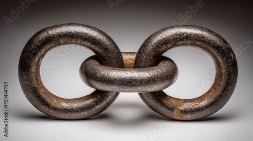 Wallpaper Mural Close-up view of three interlocking, heavily rusted metal chain links, some warped and damaged Torontodigital.ca