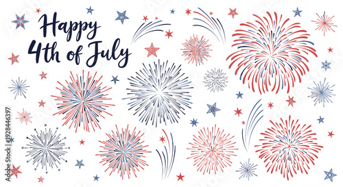 4th of July fireworks vector illustration