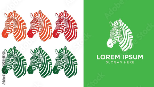 Colorful hand-knitted woolen scarves displayed in a boutique setting with green logo background Vector