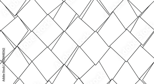 Hand drawn black and white sketch of a chain link fence pattern on white background