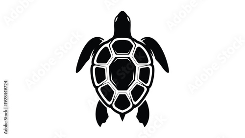 Graceful silhouette of a sea turtle swimming in the ocean waters Vector