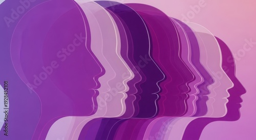 Gradient of faces blending into abstract harmony of colors and identity