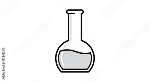 Simple line drawing of a laboratory flask with liquid inside.