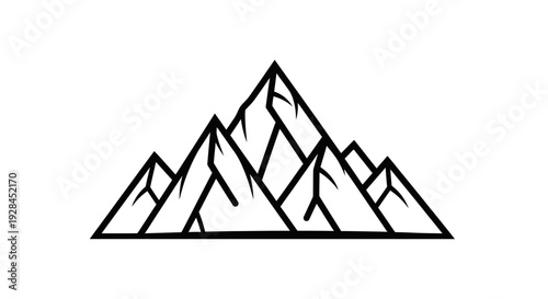 Simple black and white illustration of mountain range.
