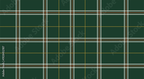 Green Tartan Plaid Seamless Pattern – Classic Scottish Checkered Fabric Background Vector