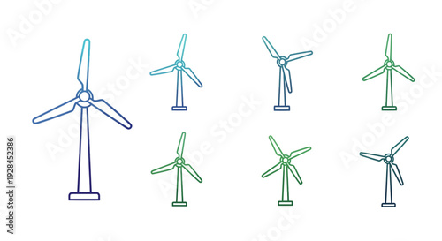 Collection of Wind Turbines in Various Sizes and Colors.