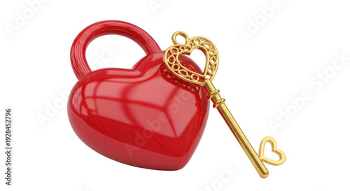Heart lock and key, love concept